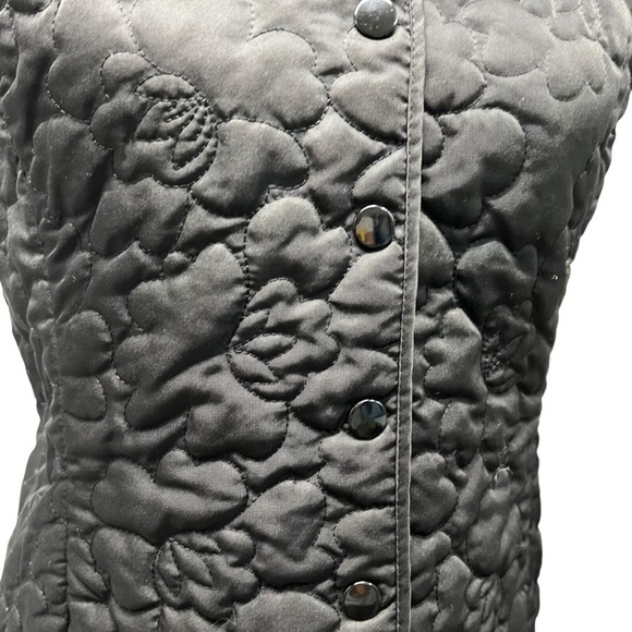 Lilly Pulitzer Black Quilted Snap Front Plush Sherpa Collar Puffy Vest Medium - Picture 11 of 14